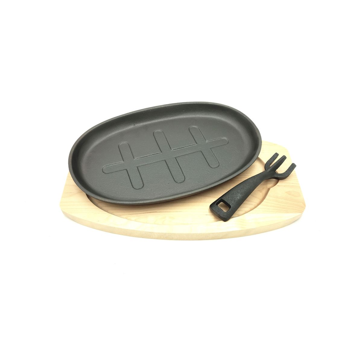 BOLTON - Plato Bolton de Fierro Fundido Oval Base de Madera 28 cm