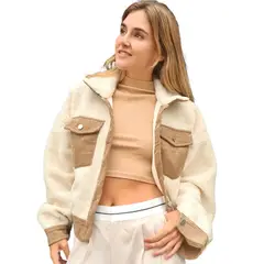 MLK - Chaqueta Sherpa Casual Crema Mujer