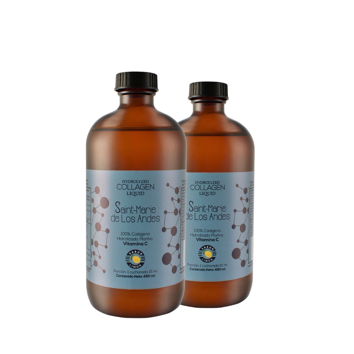 SAINT MARIE DE LOS ANDES - 2 COLAGENO HIDROLIZADO LIQUIDO MARINO  VIT C LIMON