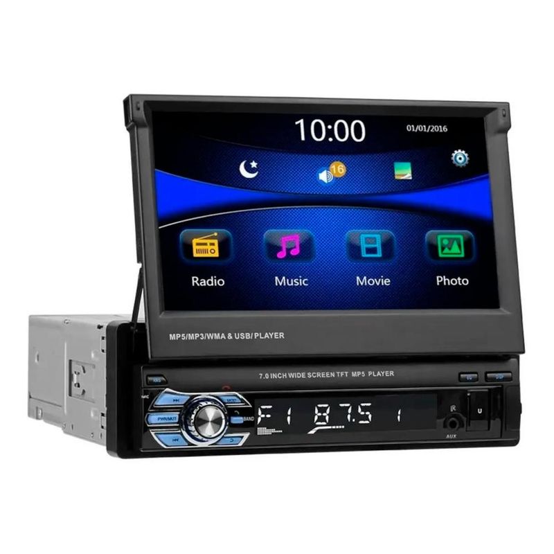 DETODOYMAS - Radio Estéreo Con Pantalla Retractable 7 Pulgadas 1 Din Mp5 - Negro