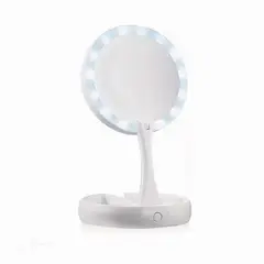 DETODOYMAS - Espejo Con Luz Led Para Maquillaje Plegable + Aumento X10