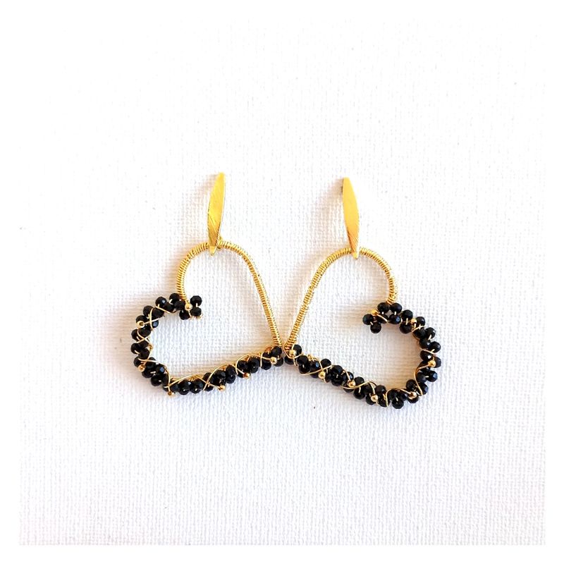 LILY JOYAS - Aros Corazones Duo Negros