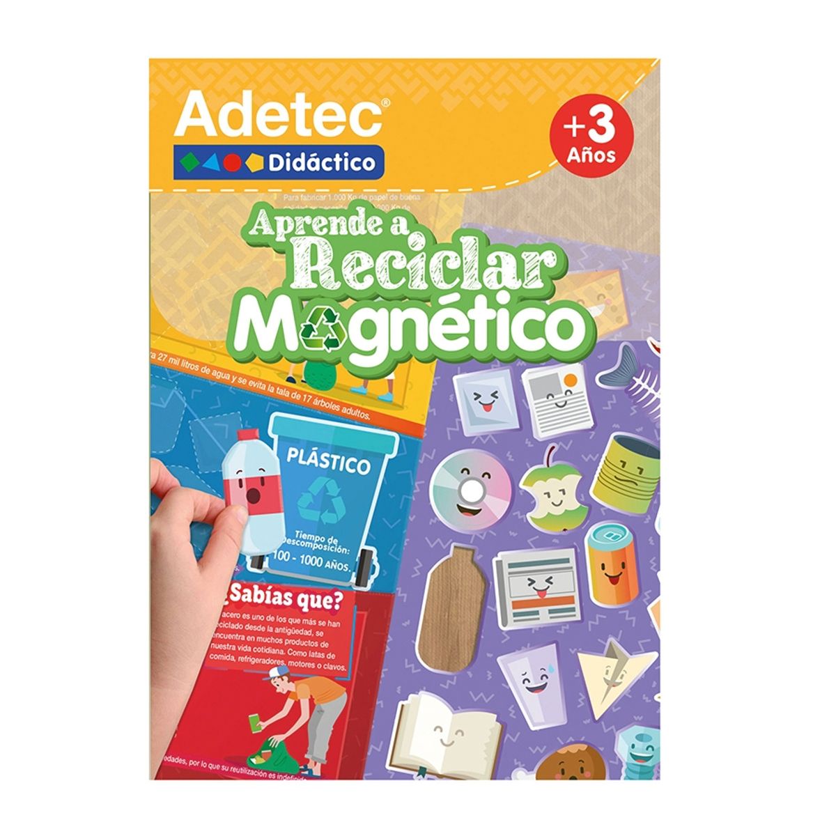 ADETEC - Juego Didáctico Aprende A Reciclar Láminas Magnéticas 3años