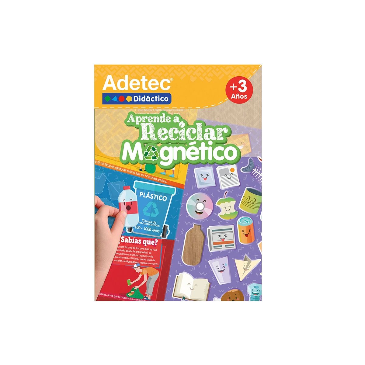 ADETEC - Juego Didáctico Aprende A Reciclar Láminas Magnéticas 3años