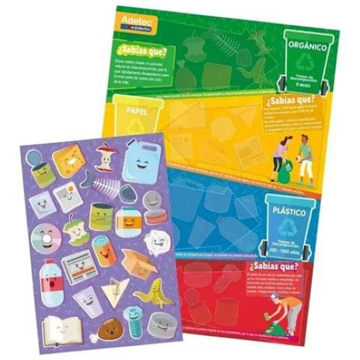 ADETEC - Juego Didáctico Aprende A Reciclar Láminas Magnéticas 3años