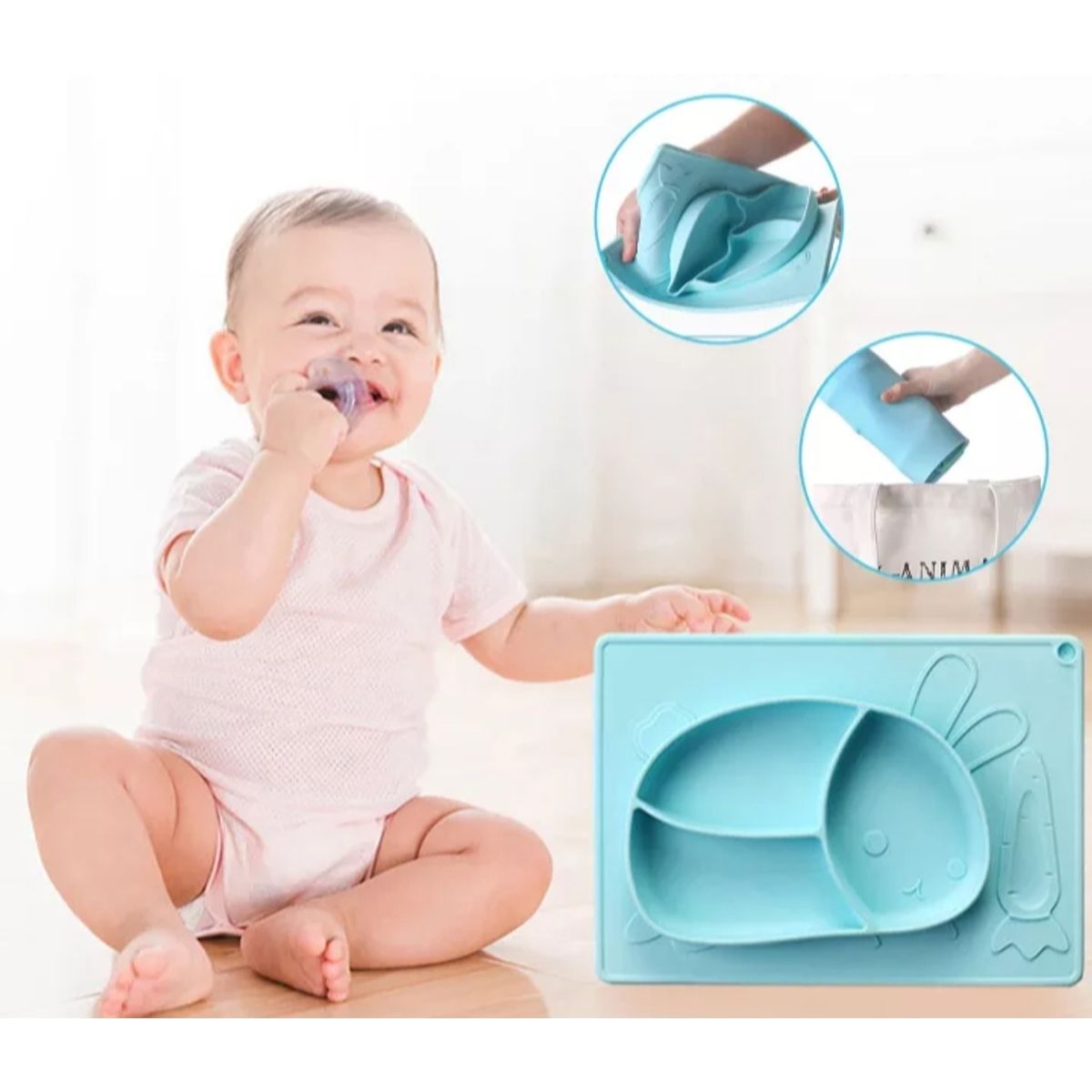 COCHOLITO KIDS - Plato De Silicona  Para Niño Sin Ventosa