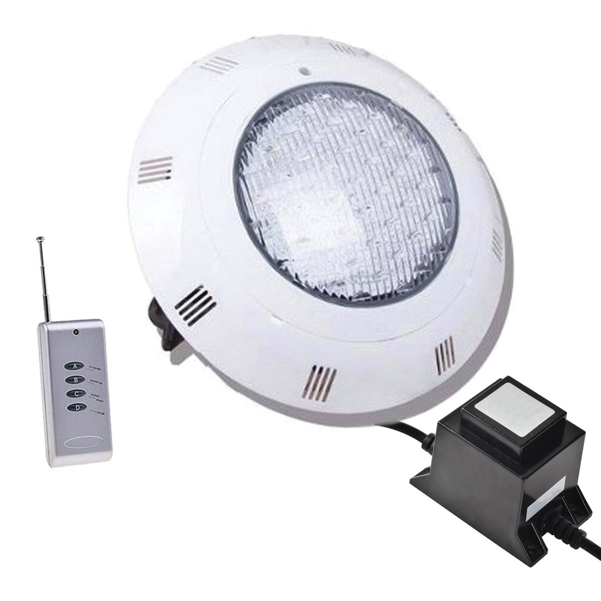 HB LEDS - Foco LED Piscina RGB Control Gris 18W-12V Con Fuente de poder 5 Amp