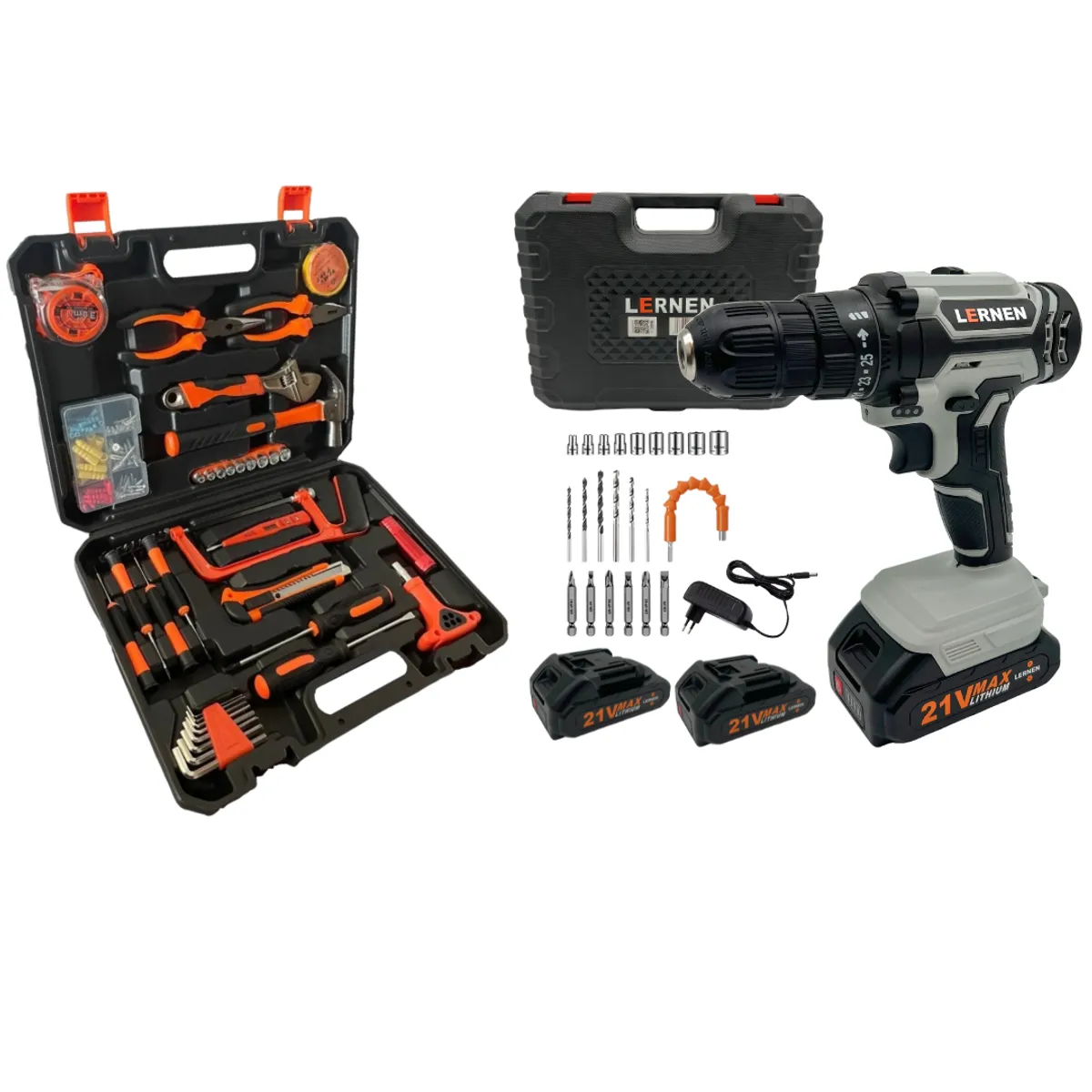 LERNEN - Pack Taladro Inalámbrico 21v 2baterías  Set Herramientas