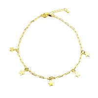 Tobillera Eslabón Estrellas Colgantes Enchapado Oro 18K