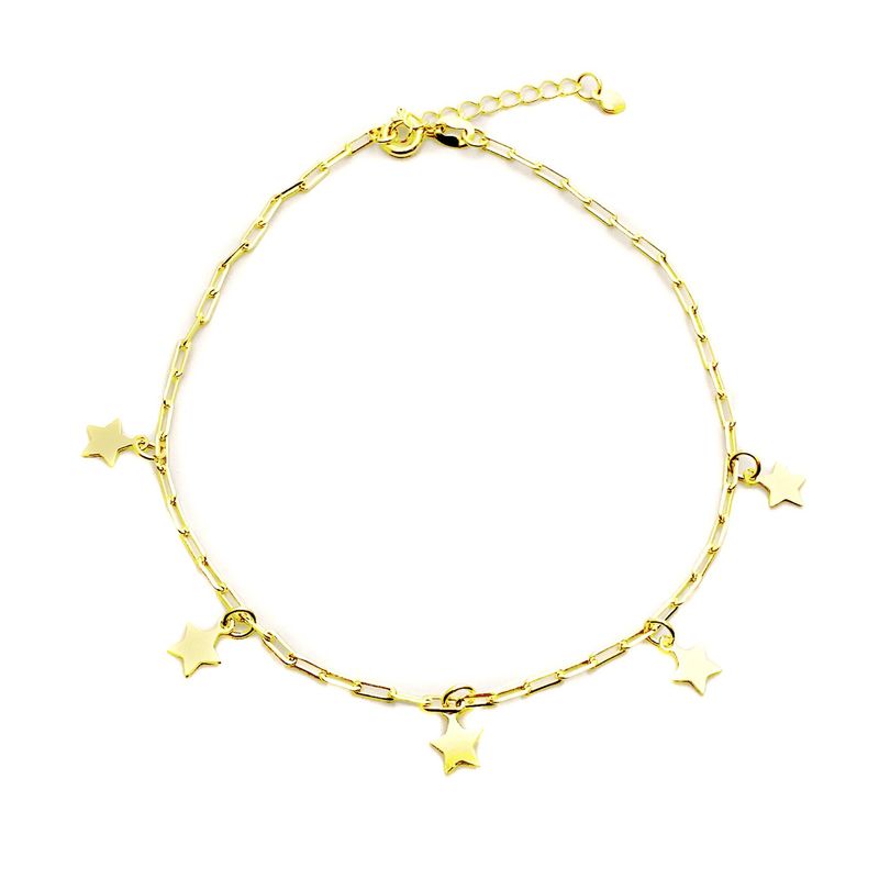 ANDREA COGGIOLA JOYAS - Tobillera Eslabón Estrellas Colgantes Enchapado Oro 18K