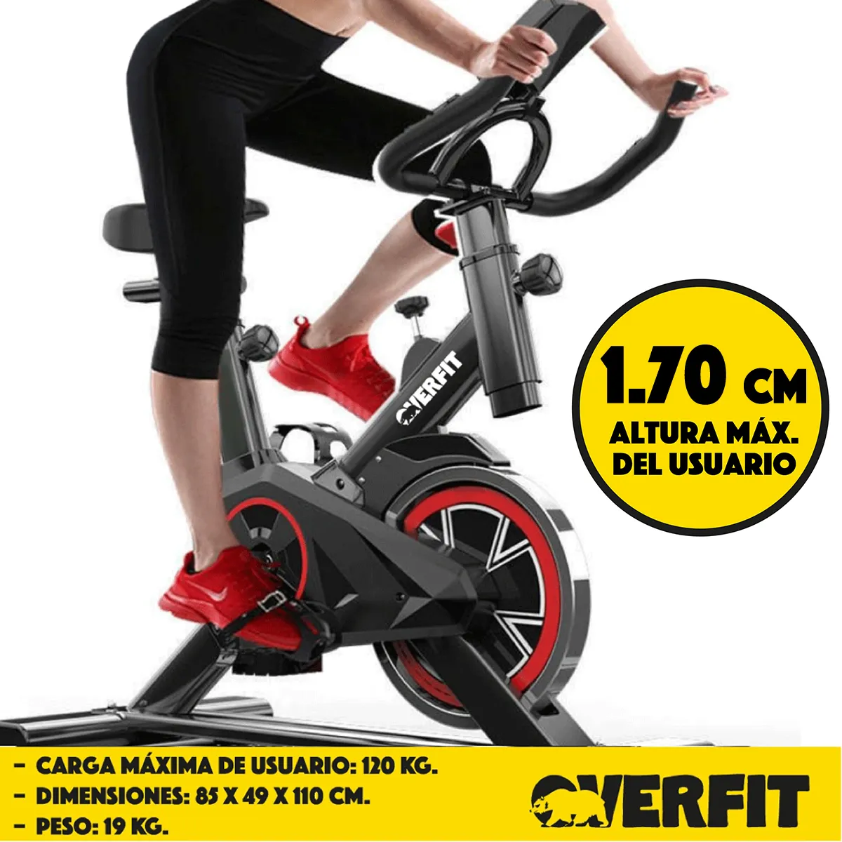 OVERFIT - Bicicleta de Spinning Estática Profesional  Ejercicio