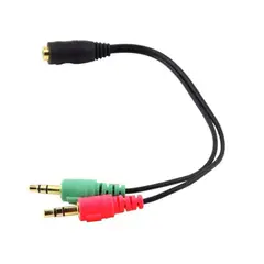 GENERICO - SPLITTER STEREO 3.5 MM 2 MACHO A 1 HEMBRA. AUDIFONO Y MICROFONO