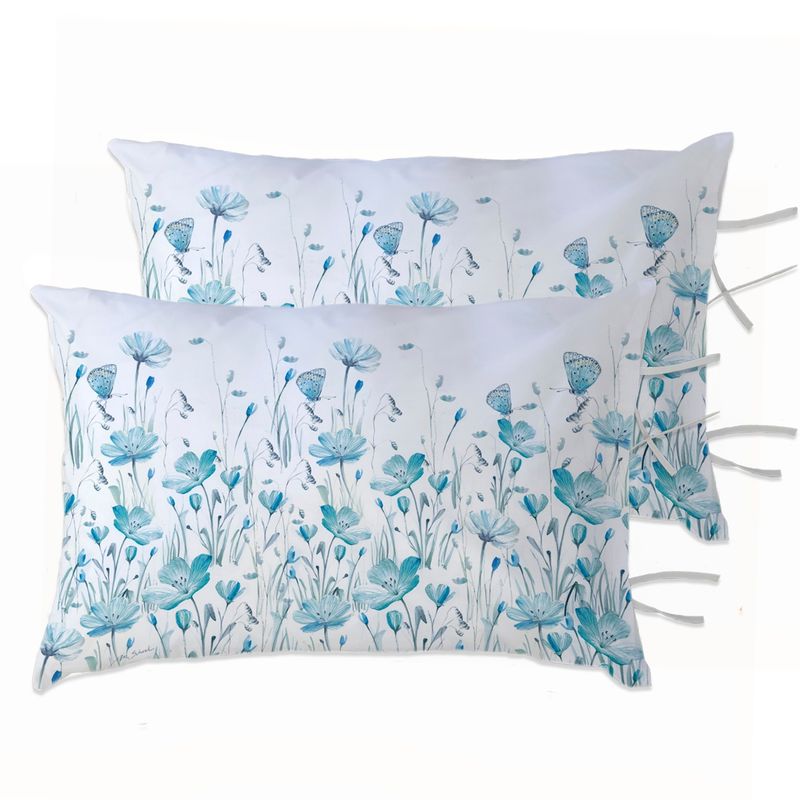 MARGARITA SCHEEL BY CASA ALVARINHO - PACK 2 FUNDAS ALMOHADA FLORCITAS TURQUESA 50X70