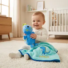 VELUTTI - Manta Tuto Bebé 80x100 y Peluche Dino