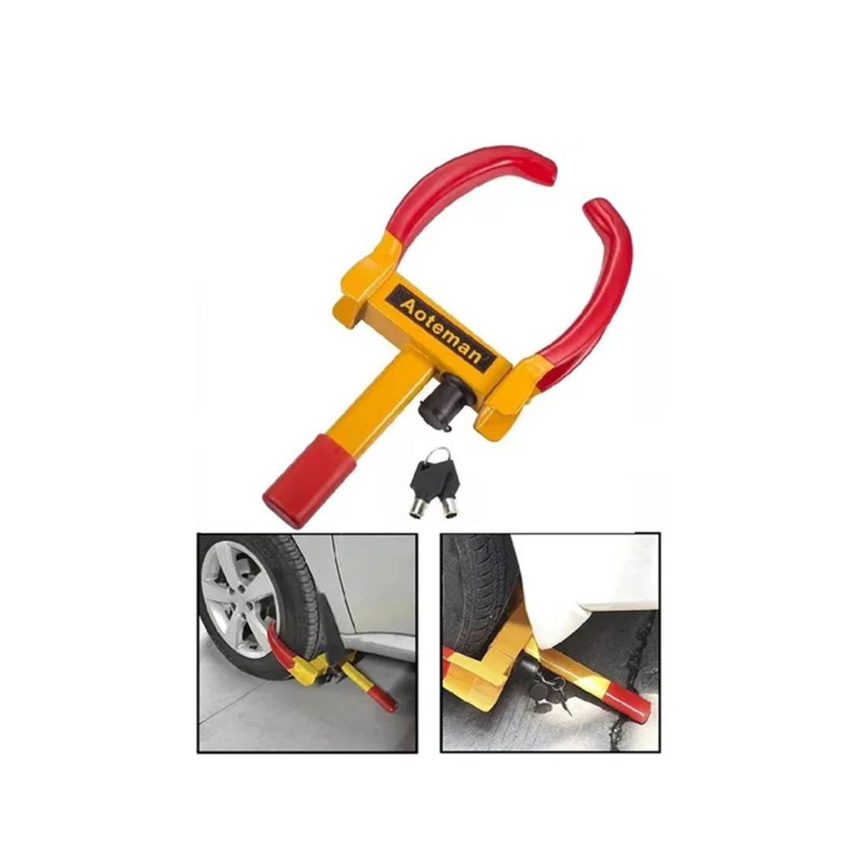 GENERICO - Traba Ruedas Pitbull Grande Antirrobo Auto Ajustable