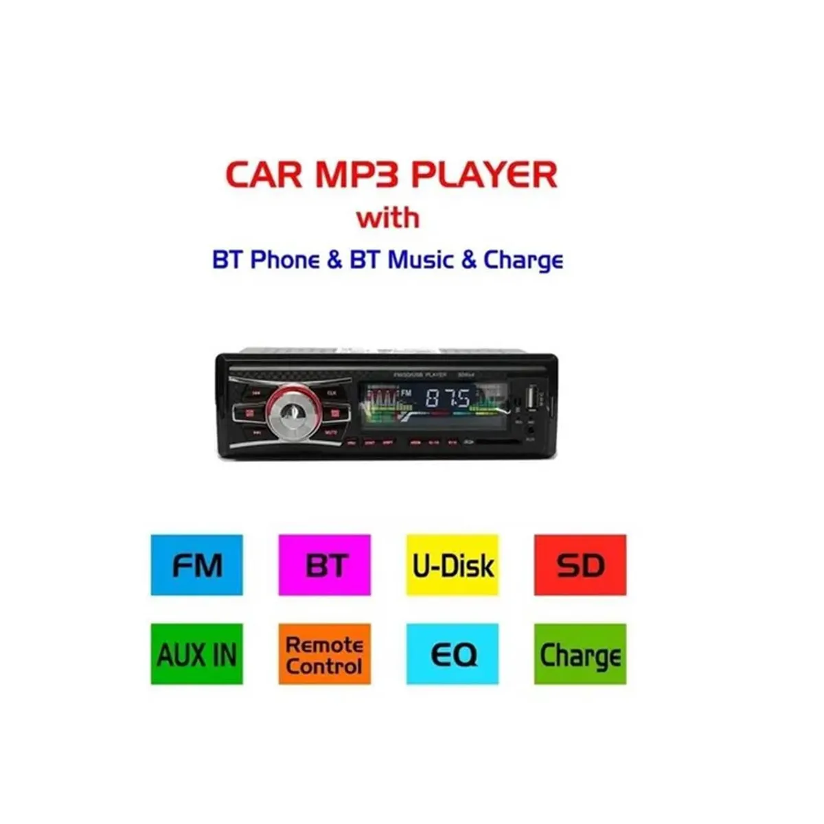 GENERICO - Radio De Auto 1 Din Bluetooth Usb Mp3 Microsd Aux Fm 213037