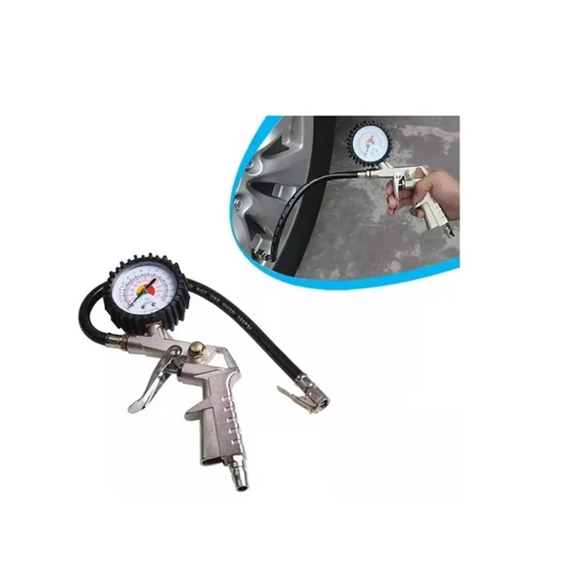 GENERICO - Pistola Para Inflar Y Calibrar Neumaticos Con Manometro