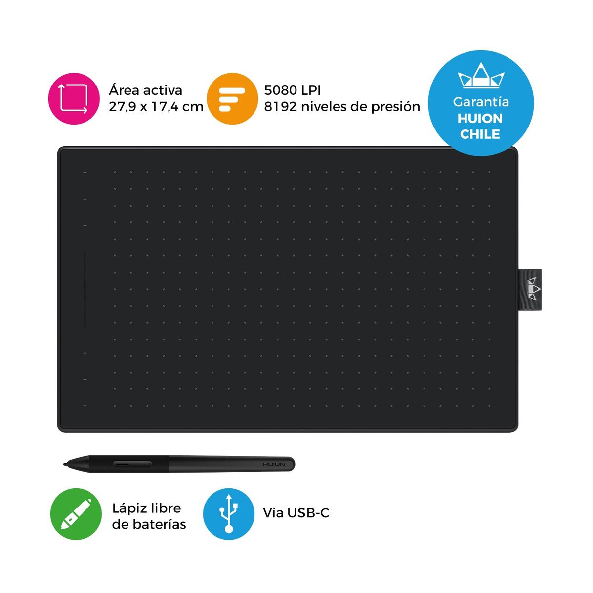 HUION - Tableta Gráfica Digitalizadora Huion Inspiroy RTP-700 Black