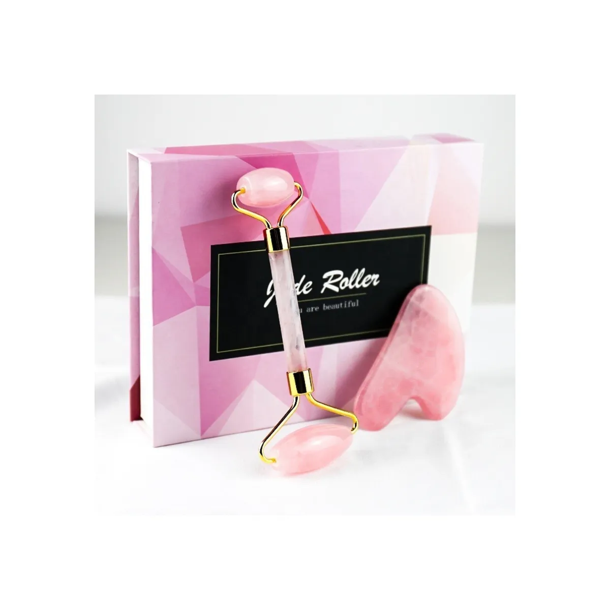 COLOR LAB - Belleza - Skin care jade y guasha rosa  Rodillo para el cuidado facial.-