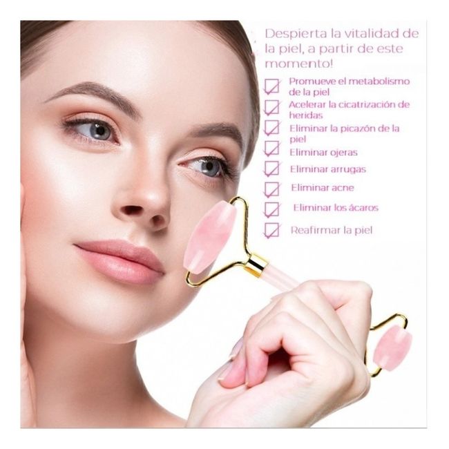 COLOR LAB - Belleza - Skin care jade y guasha rosa  Rodillo para el cuidado facial.-
