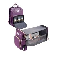 Mochila Maternal 3 En 1 Con Cunita Morada