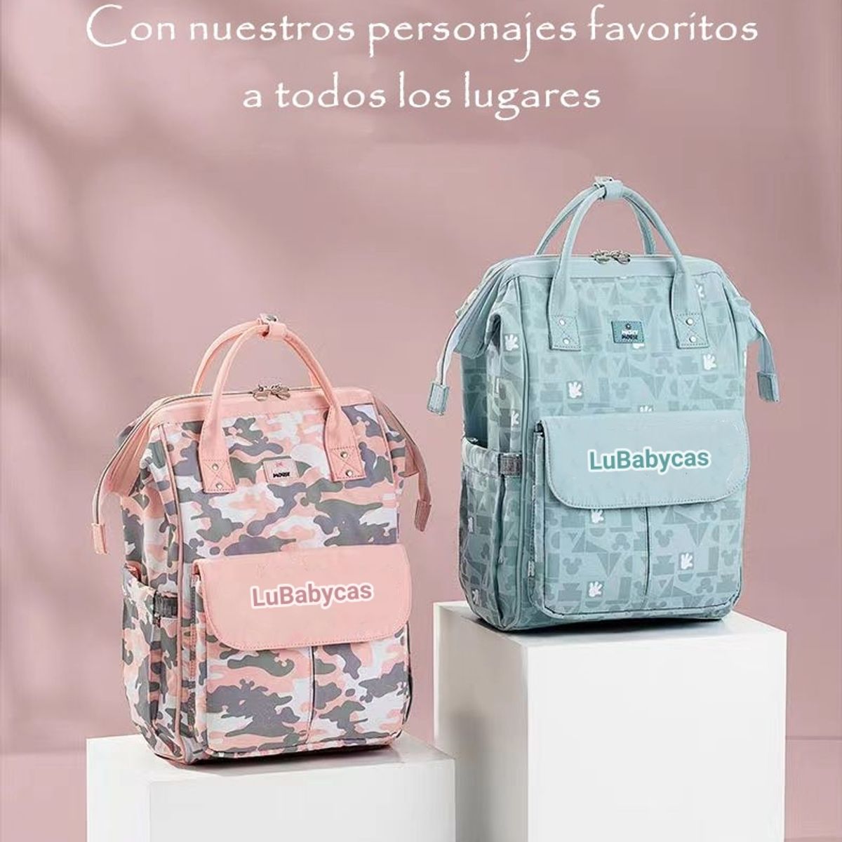 LUBABYCAS - Mochila Pañalera Maternal Con Accesorios Rosada Lubabycas