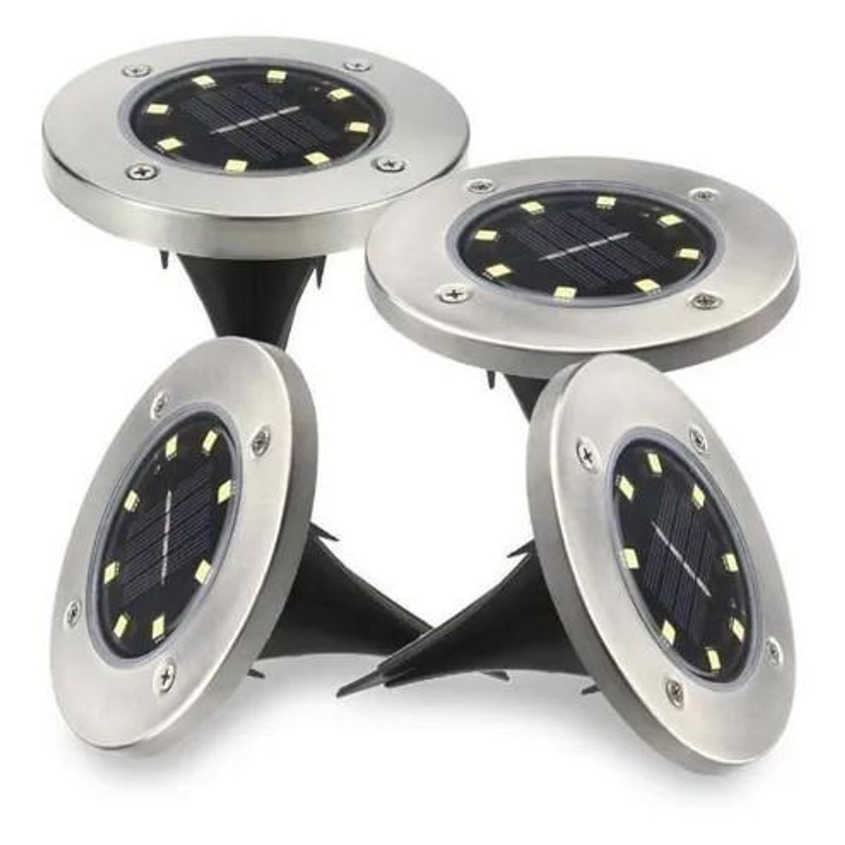 DETODOYMAS - Pack 4 Luz Solar 8 Led Con Estaca Exterior Tierra Jardín DETODOYMAS