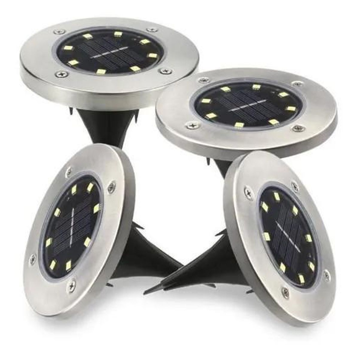 DETODOYMAS - Pack 4 Luz Solar 8 Led Con Estaca Exterior Tierra Jardín DETODOYMAS