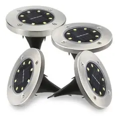 DETODOYMAS - Pack 4 Luz Solar 8 Led Con Estaca Exterior Tierra Jardín