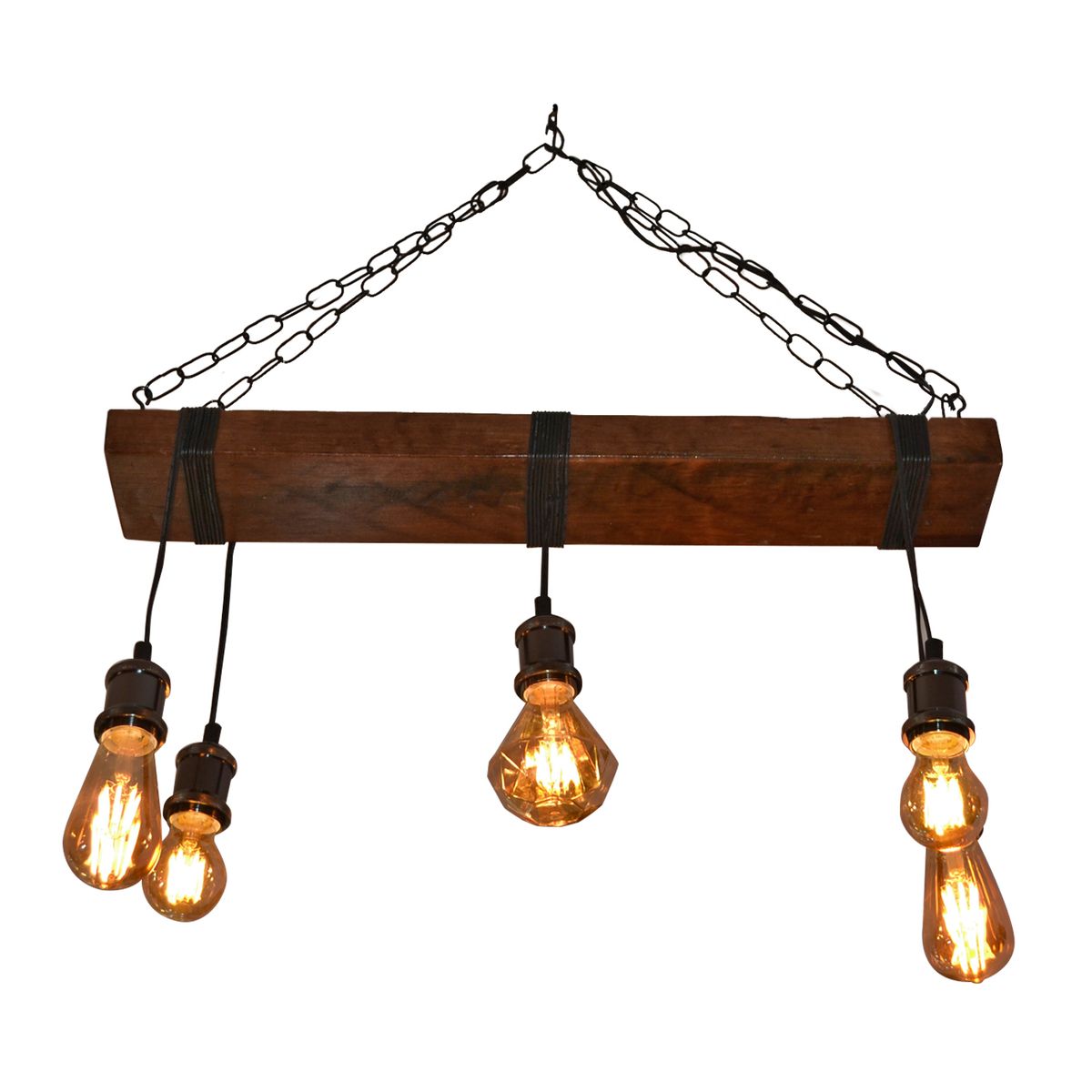 WANT - Lampara cielo 5 luces roble