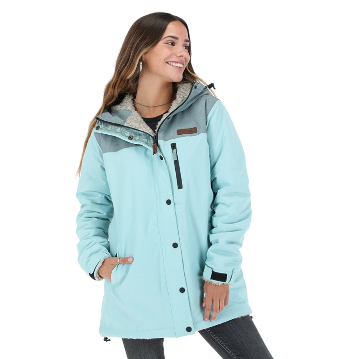 BUFFALO CHILE - Chaqueta Camaleon I Celeste - Lana Jaspeado Mujer