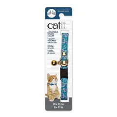 CATIT - Collar Ajustable Gato Diseño Azul Corazones Rosa