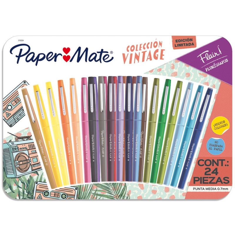 PAPER MATE - Rotulador Paper Mate Flair Colección Vintage Set Surtido x24