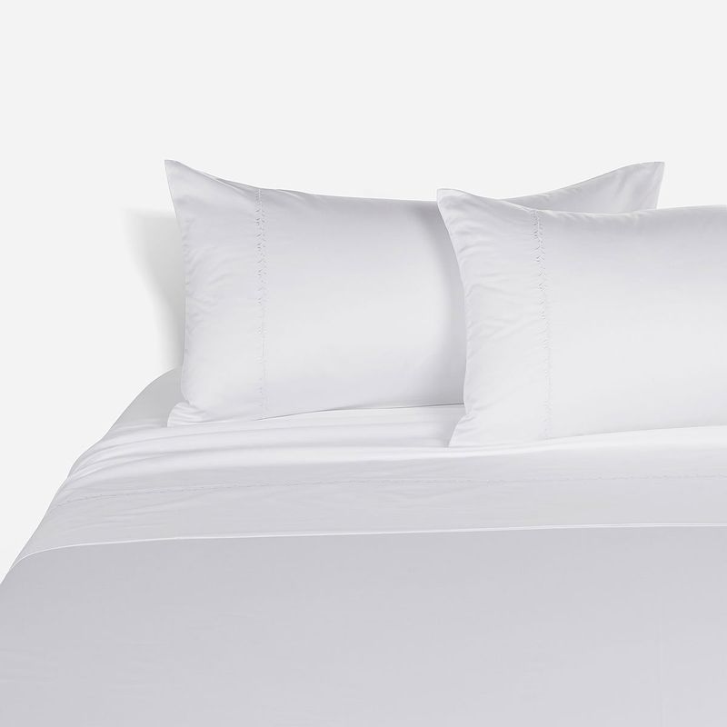 ROSEN - Sábana Rosen 500 Hilos Algodón Bordada Blanca 2 Plazas