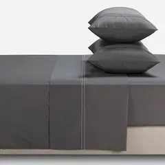 ROSEN - Sábana 300 Hilos Algodón Lisa Vivo Marengo 1,5 Plazas