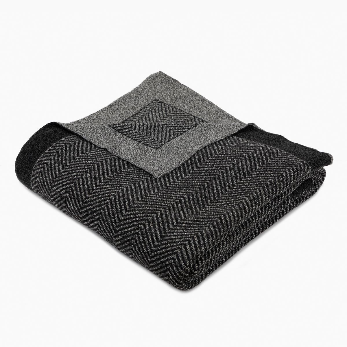 NINA HERRERA - Manta Tejida Chevron Negro 130x170cm