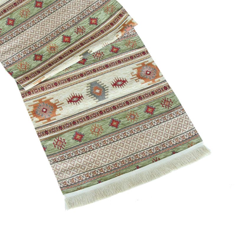 TURKUAZ - Camino de mesa 1 m Kilim beige y verde claro