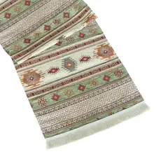 TURKUAZ - Camino de mesa 1 m Kilim beige y verde claro