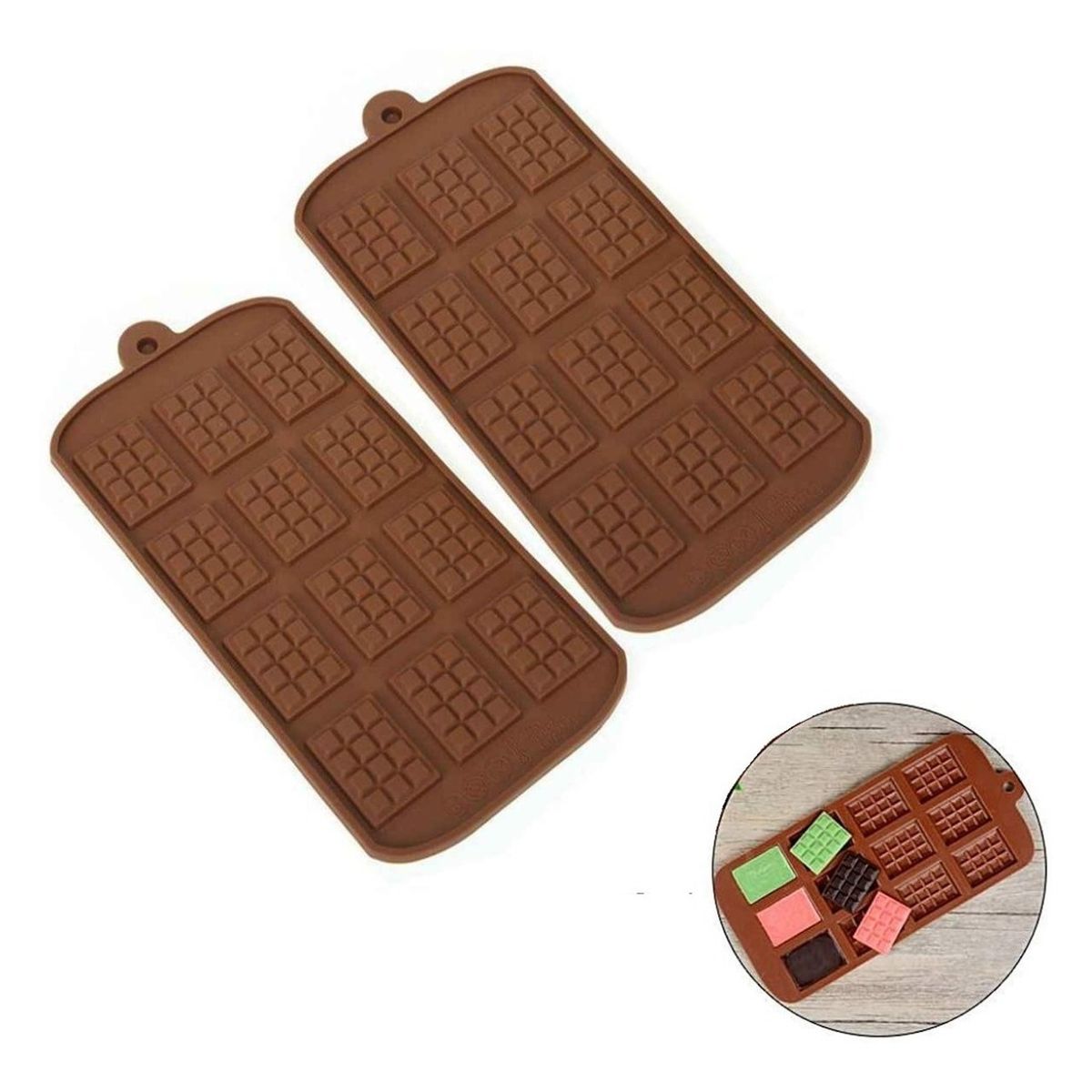 GENERICO - 2 Moldes De Chocolate Molde Barra Chocolate Silicona Barrita.