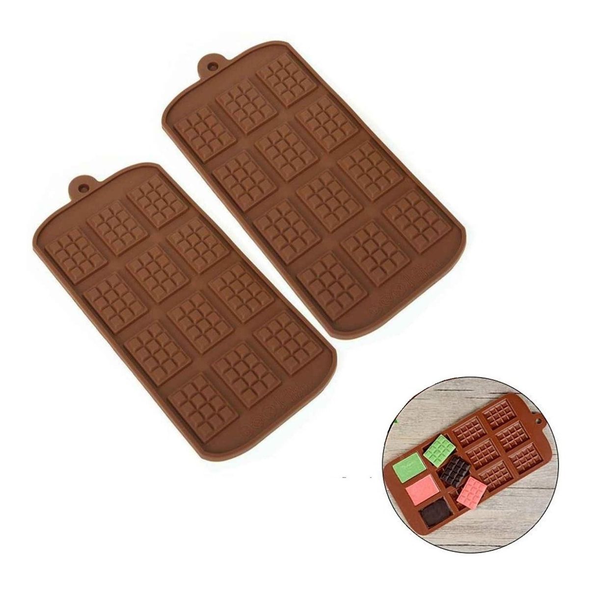 GENERICO - 2 Moldes De Chocolate Molde Barra Chocolate Silicona Barrita.