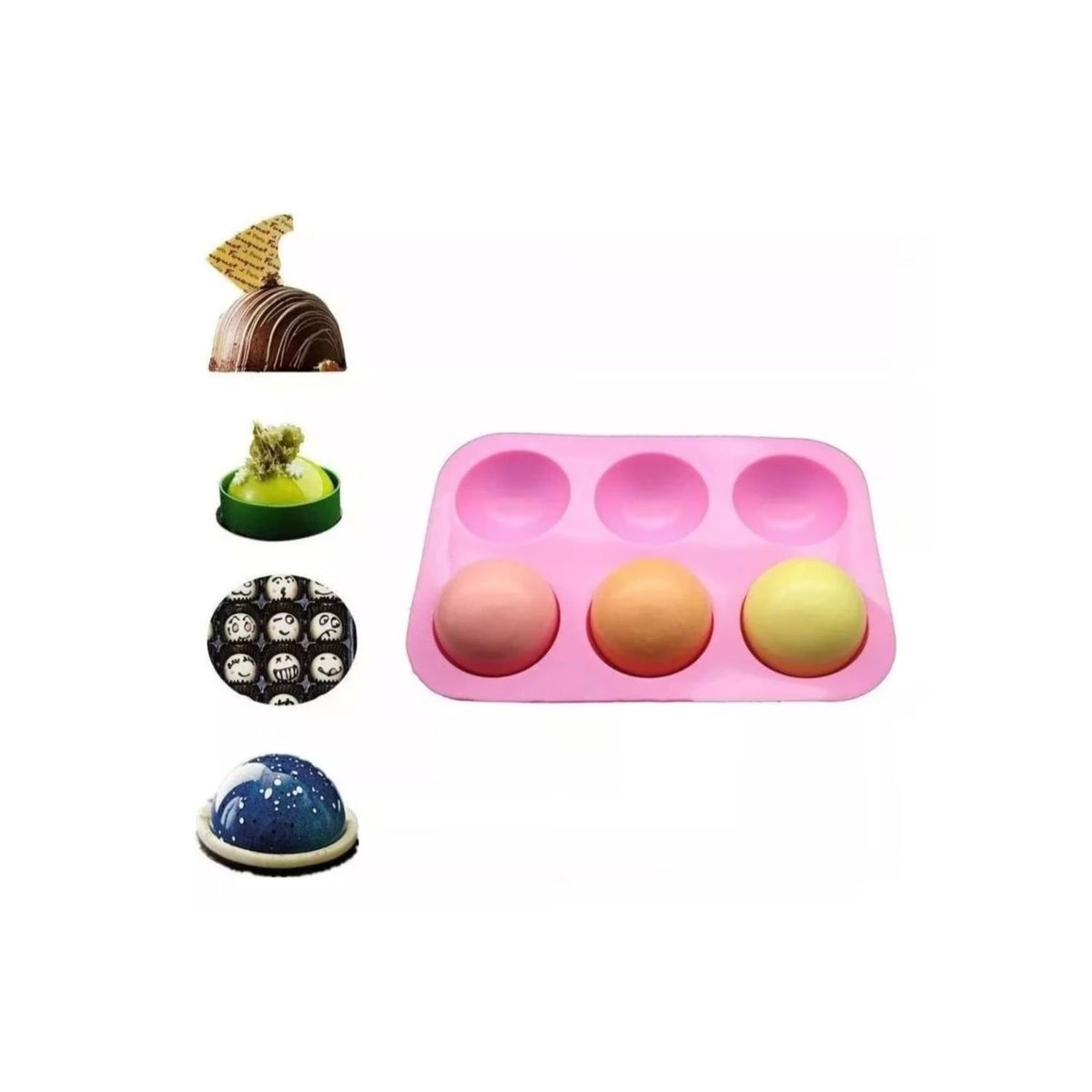 GENERICO - 2 Molde Silicona Media Esfera Molde Silicona Media Esfera.