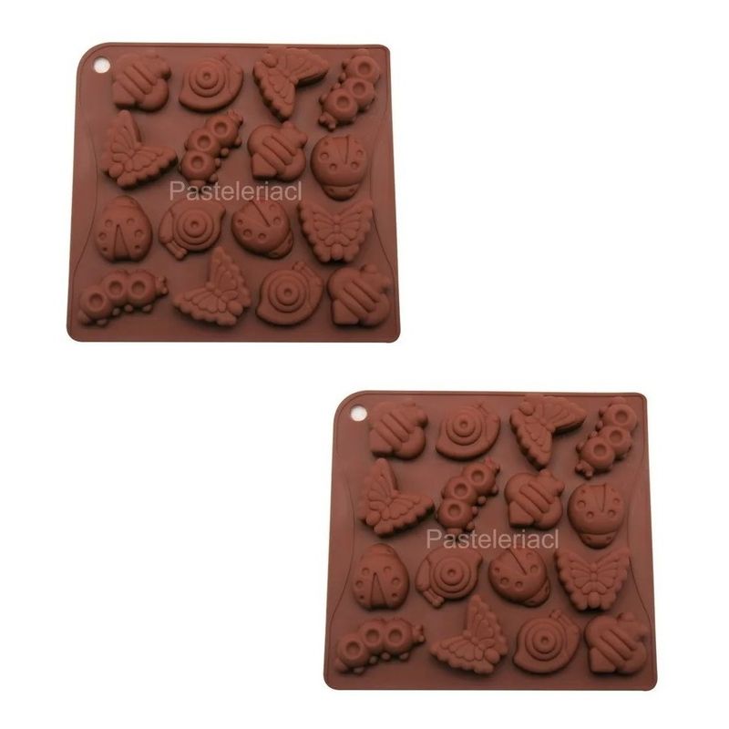 GENERICO - 2 Moldes De Chocolate Molde Chocolate Silicona Insectos 344.