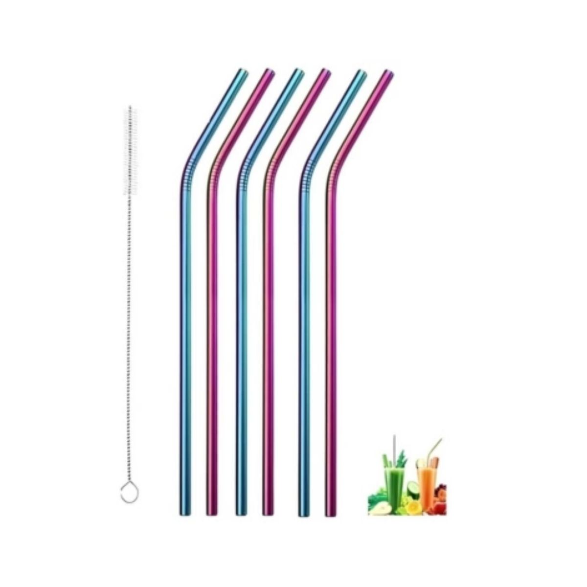 GENERICO - Pack 6 Bombilla Reutilizable 1 Cepillo + Bombilla Reutilizar.