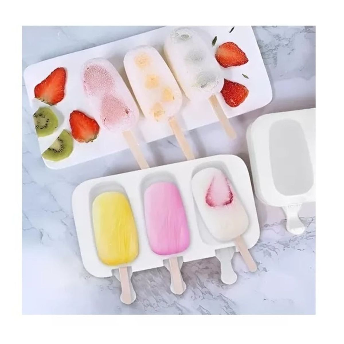 GENERICO - Moldes De Silicona Para Helados Molde Paletas Helado Cn Tapa..