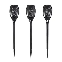 HB LEDS - Pack 3 Antorchas LED Estaca Efecto Llama Exterior con Carga Solar
