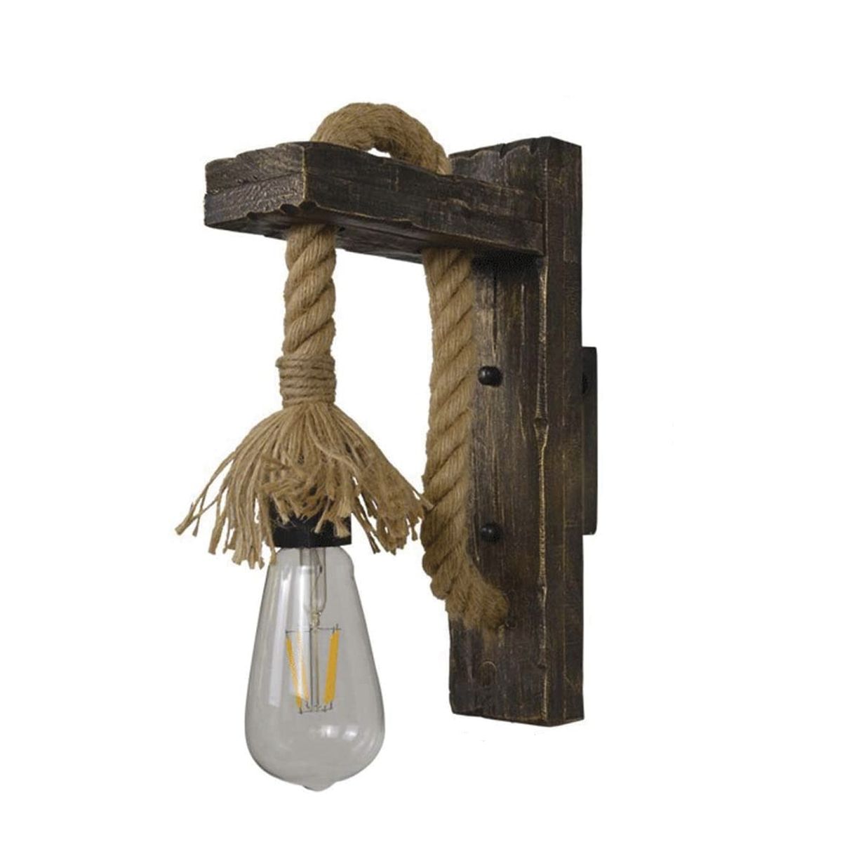 Apliqué Decorativo de Madera Rústico Porta E-27, marca HB LEDS - Foto Principal