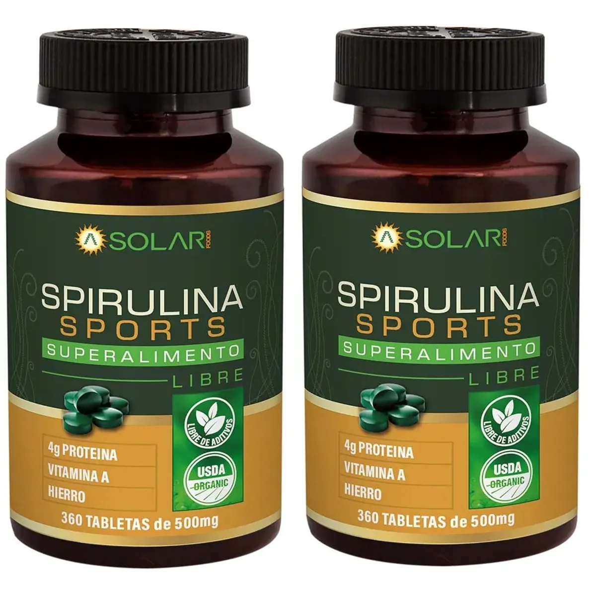 AQUASOLAR - Spirulina Sport Organic Aq 720 Tabletas 2x360