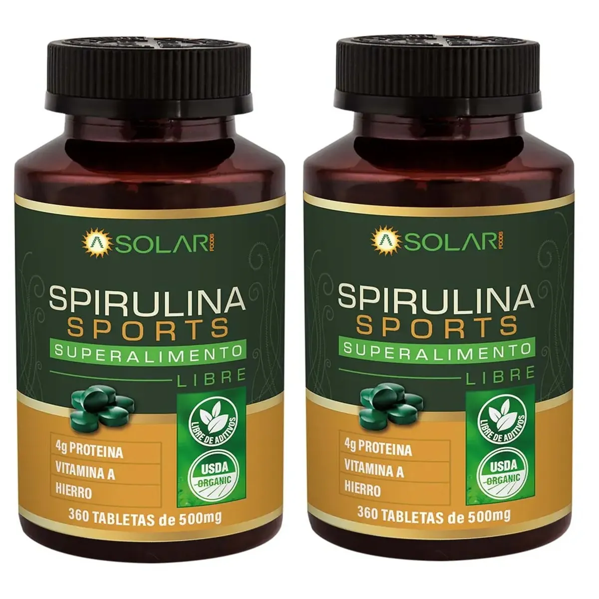AQUASOLAR - Spirulina Sport Organic Aq 720 Tabletas 2x360