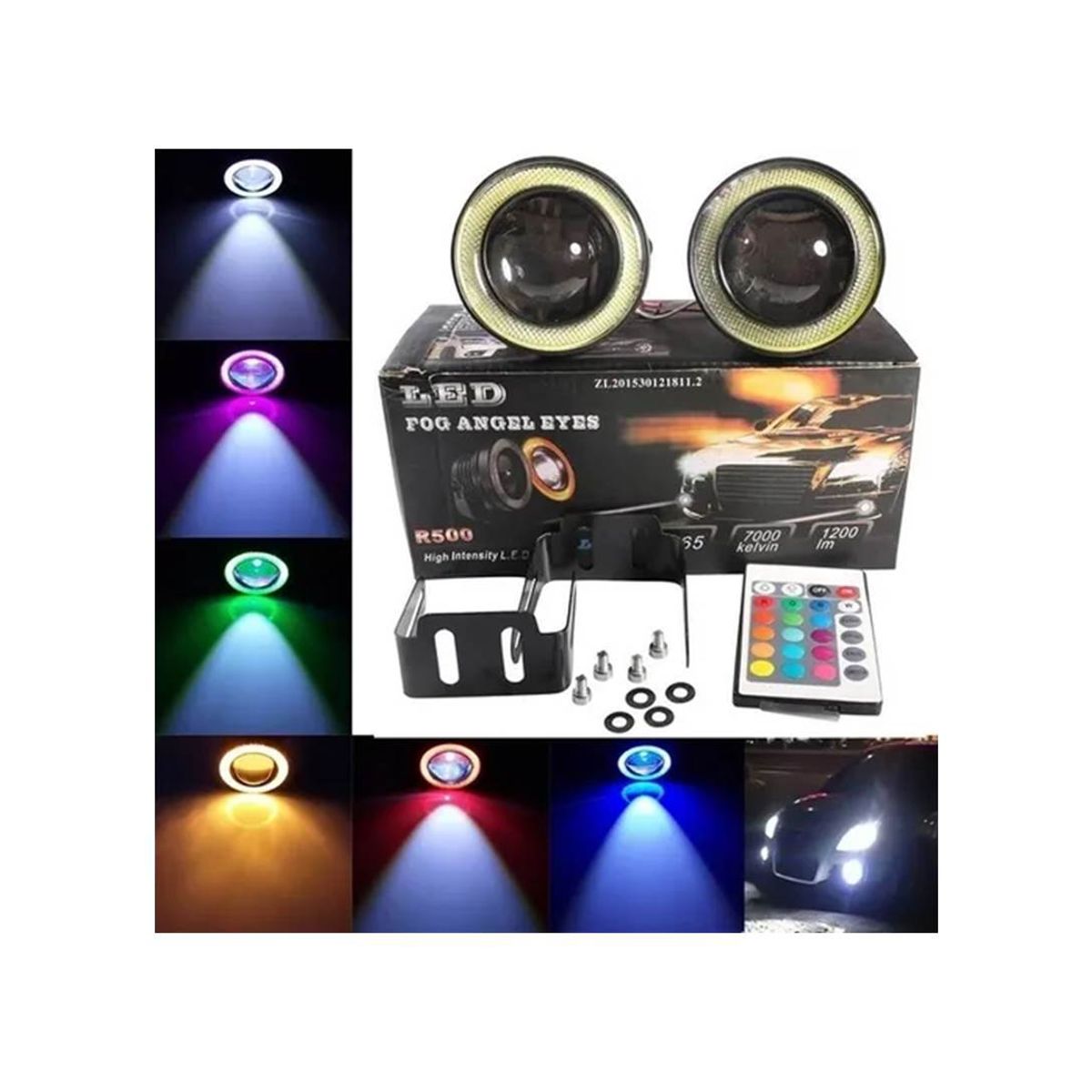 GENERICO - X2 Focos Neblineros Led Ojos De Ángel Rgb Multicolor 89mm