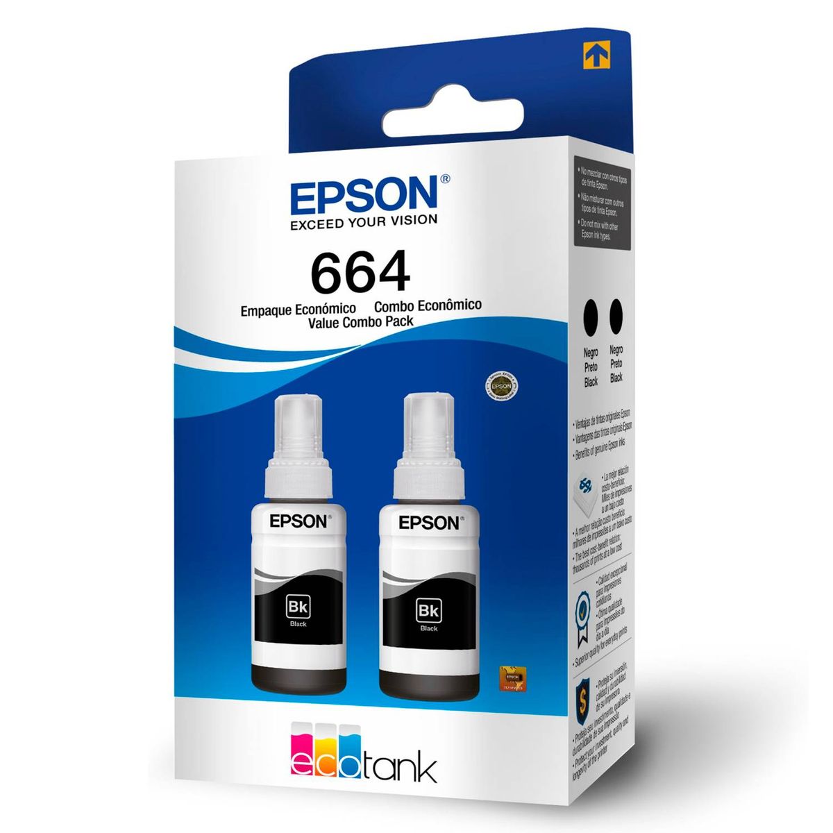 EPSON - 2 Tintas Epson Genuinas T664 Negras L120 L380 L200 L1300 Civa